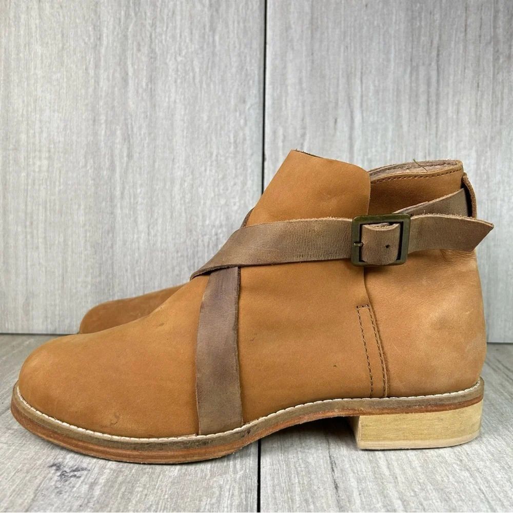 Free People Las Palmas Brown Leather Ankle Boots Shoes Women’s Size 7.5 EUR 38 - Picture 3 of 10